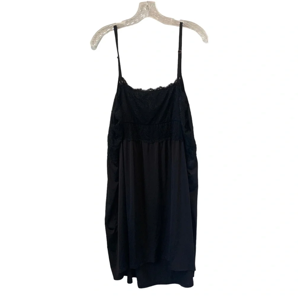 Catherines Sleepwear Chemise Women's Plus Size 3X Black Lace Trim‎
